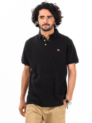 Men's Black Iconic Mesh Regular Fit Short Sleeve Polo Shirt