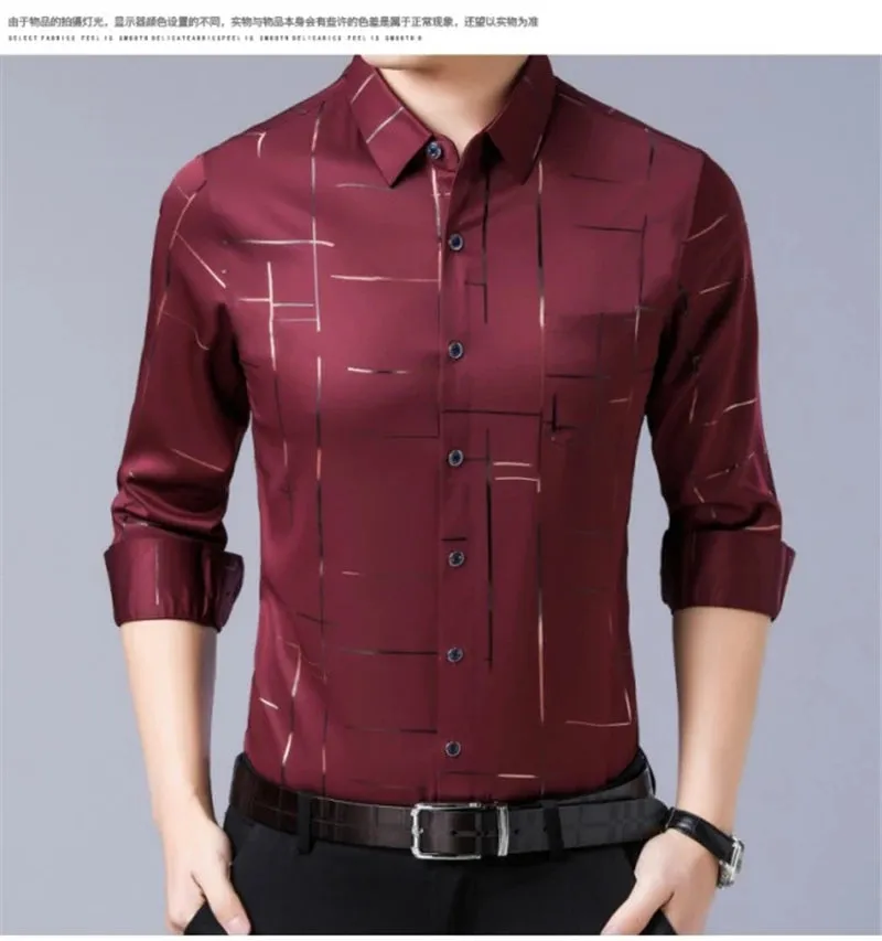 Men's Casual and Fashionable Long Sleeved Printed Shirt