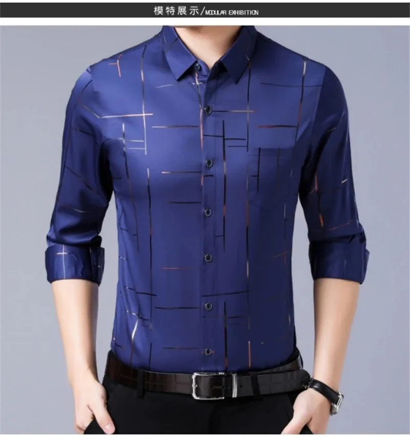 Men's Casual and Fashionable Long Sleeved Printed Shirt