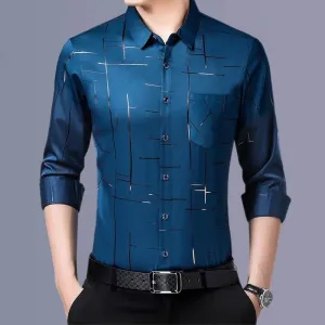 Men's Casual and Fashionable Long Sleeved Printed Shirt