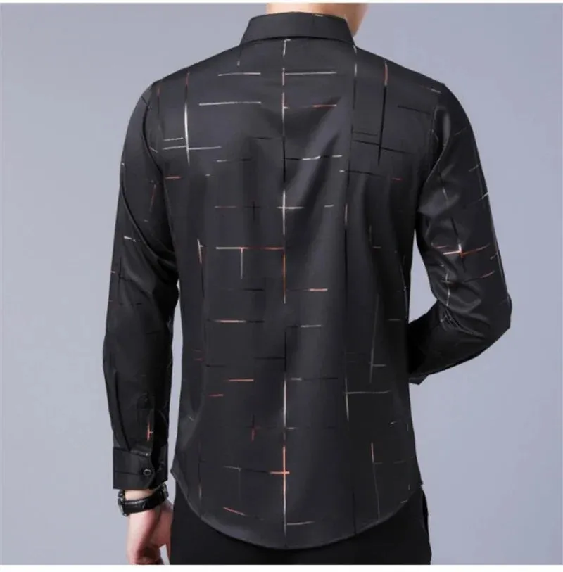 Men's Casual and Fashionable Long Sleeved Printed Shirt