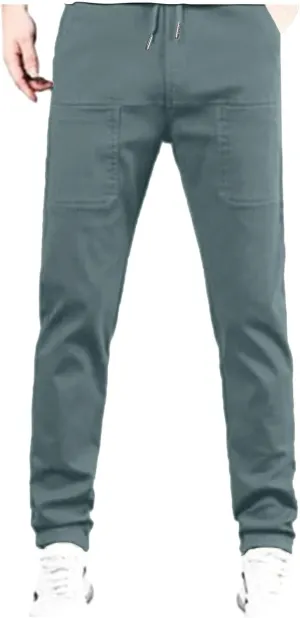 Mens Corduroy Pants Elastic Waist Drawstring Casual Loose Straight Leg Hiking Trousers Slim fit Slacks with Pockets