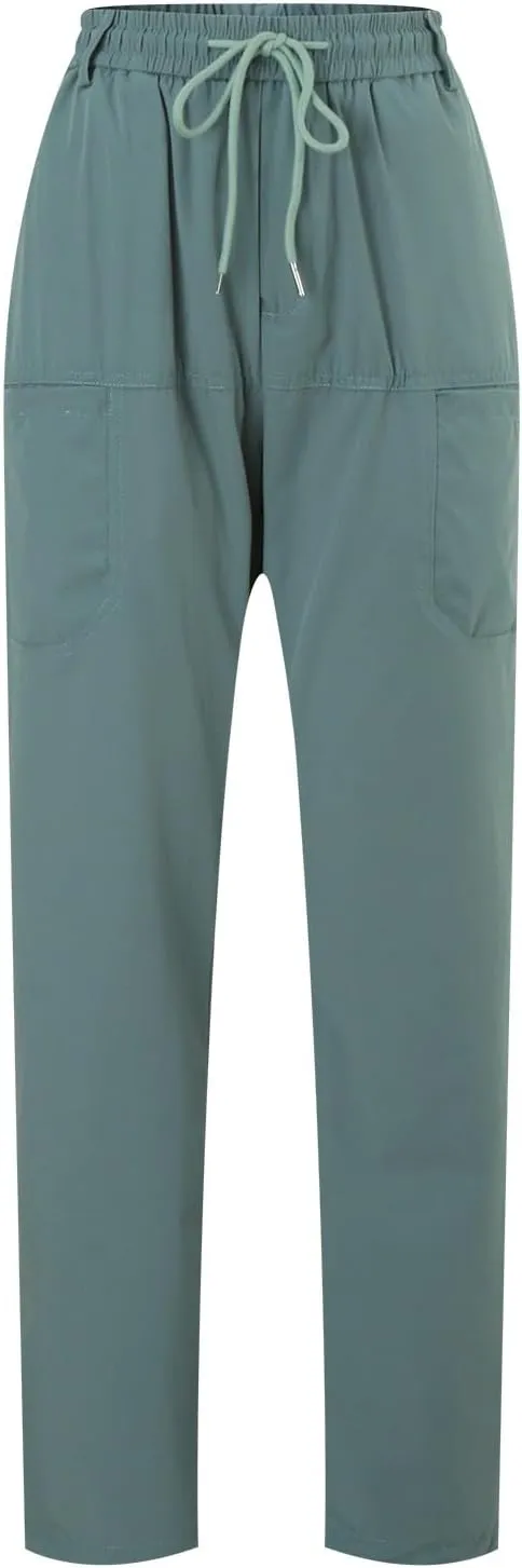 Mens Corduroy Pants Elastic Waist Drawstring Casual Loose Straight Leg Hiking Trousers Slim fit Slacks with Pockets