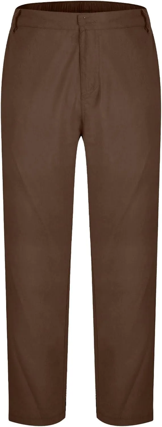 Men's Cotton Linen Pants Stretch Waist Lightweight Casual Pants Slim Fit Yoga Beach Trousers with Pockets
