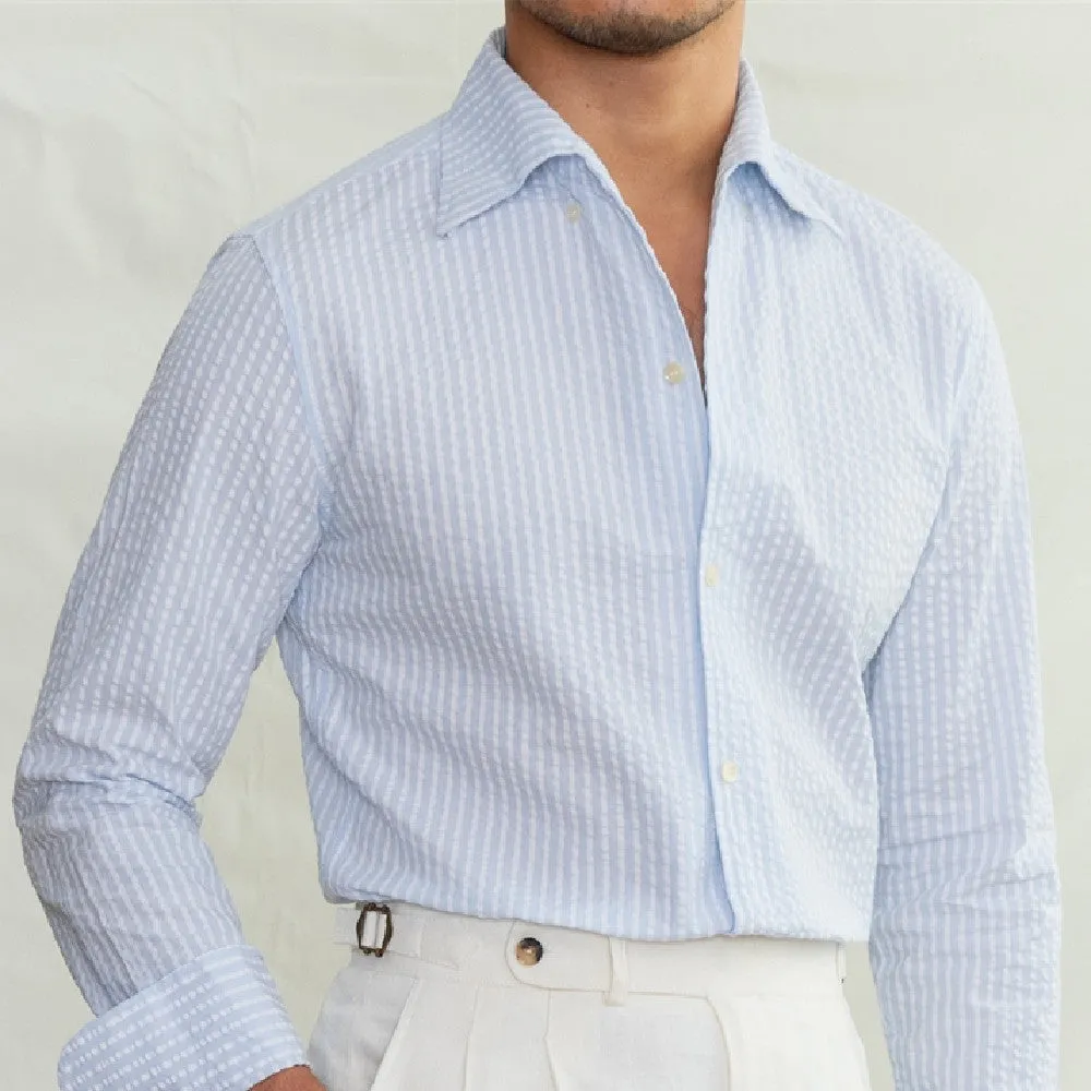 Men's Fashionable Seersucker Striped Shirt