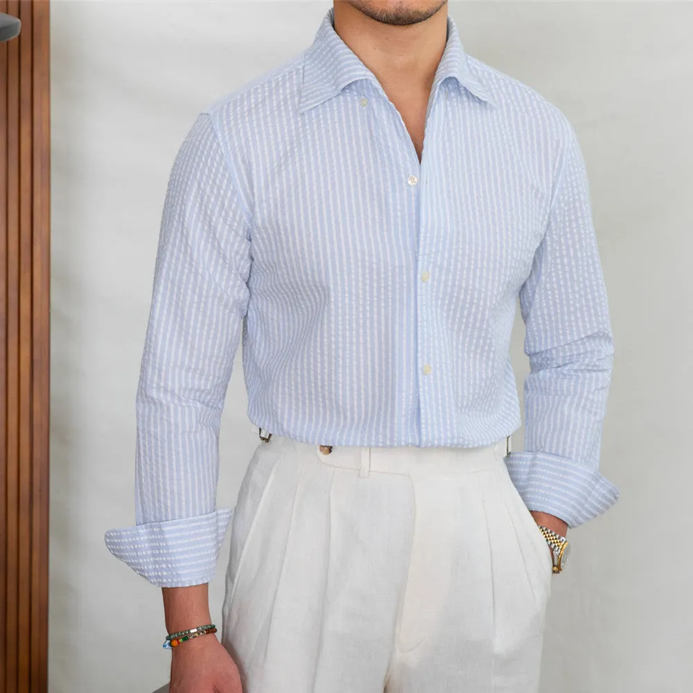 Men's Fashionable Seersucker Striped Shirt