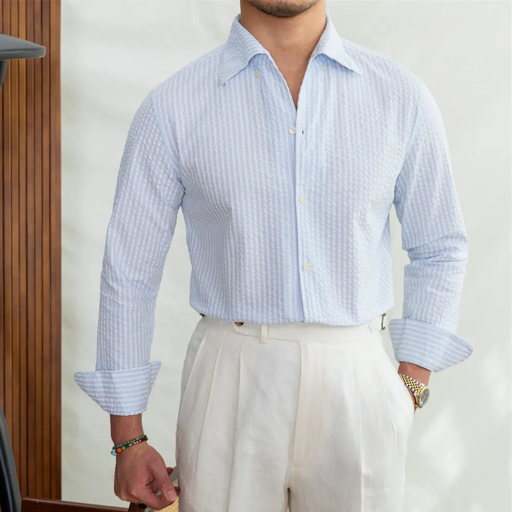 Men's Fashionable Seersucker Striped Shirt