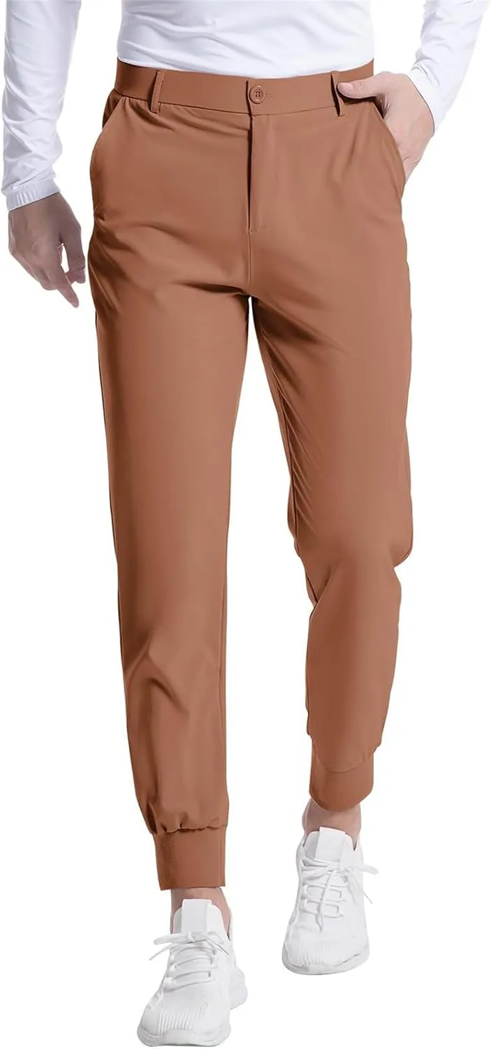 Men's Golf Joggers Pants Stretch Slim Fit Work Dress Pants Athletic Casual Sweatpants Lightweight Casual Comfy Trouser