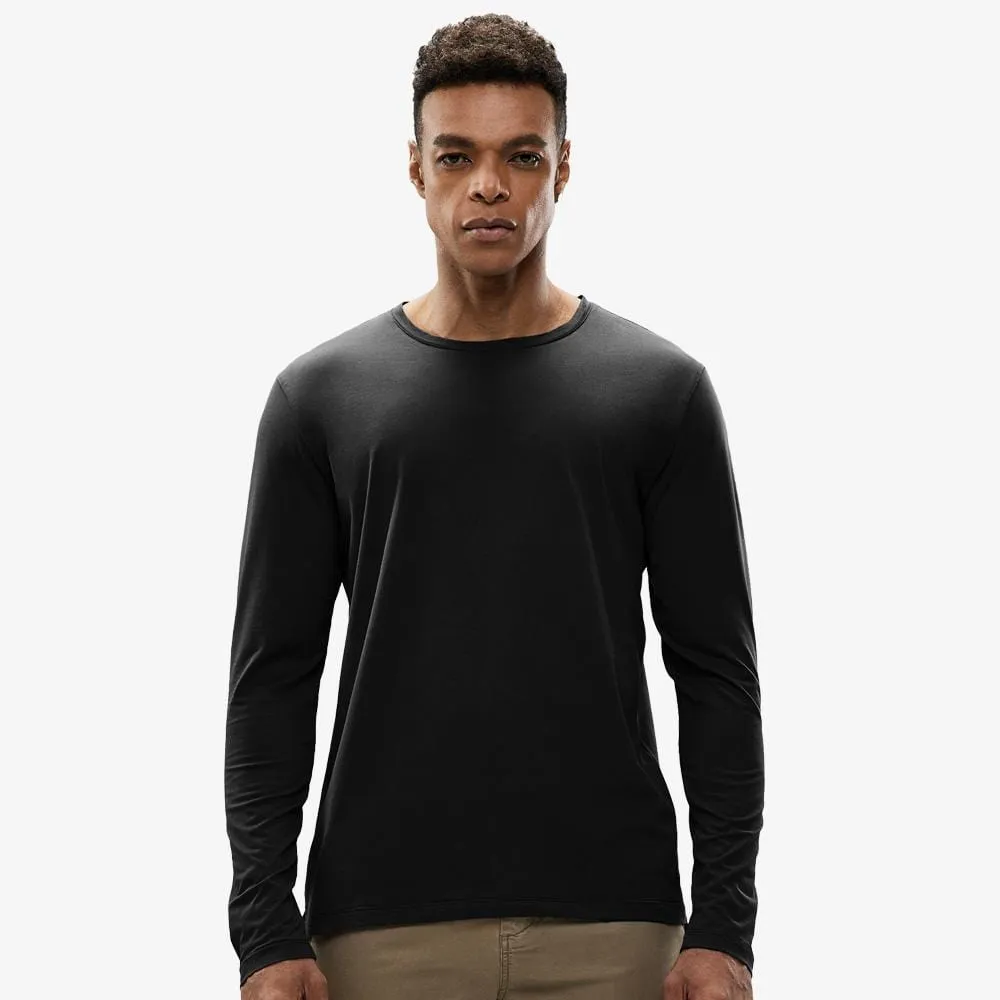 Men's Long Sleeve Shirts Cotton Tees Crew Neck T-Shirt