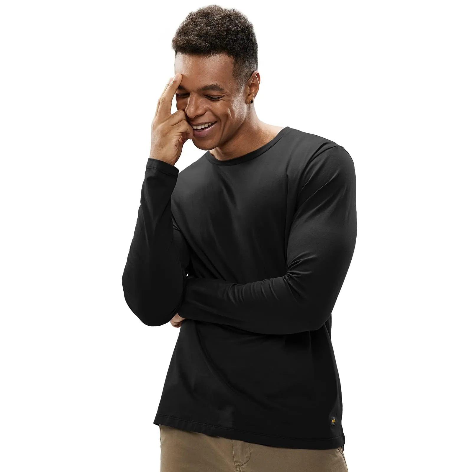 Men's Long Sleeve Shirts Cotton Tees Crew Neck T-Shirt