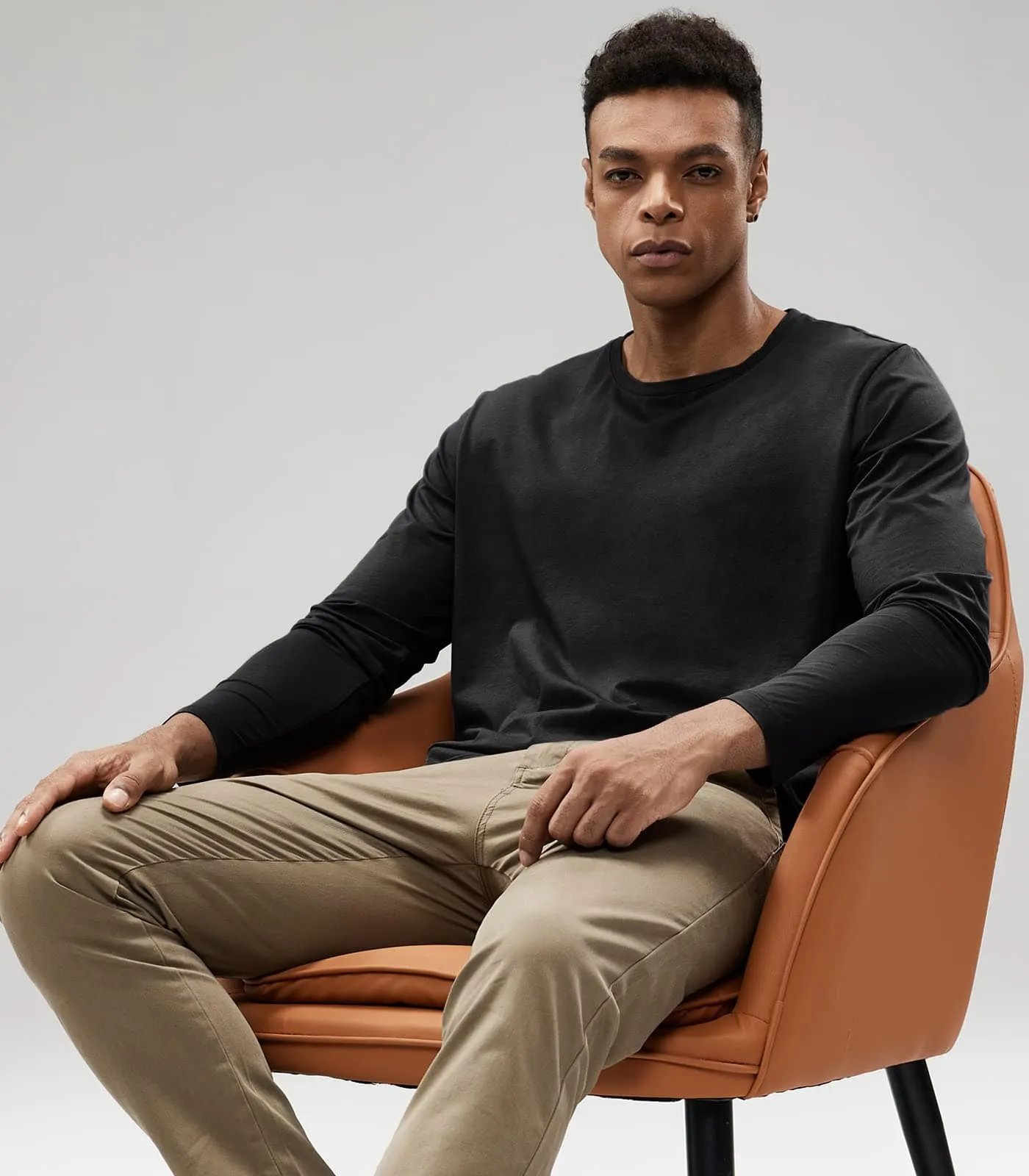 Men's Long Sleeve Shirts Cotton Tees Crew Neck T-Shirt