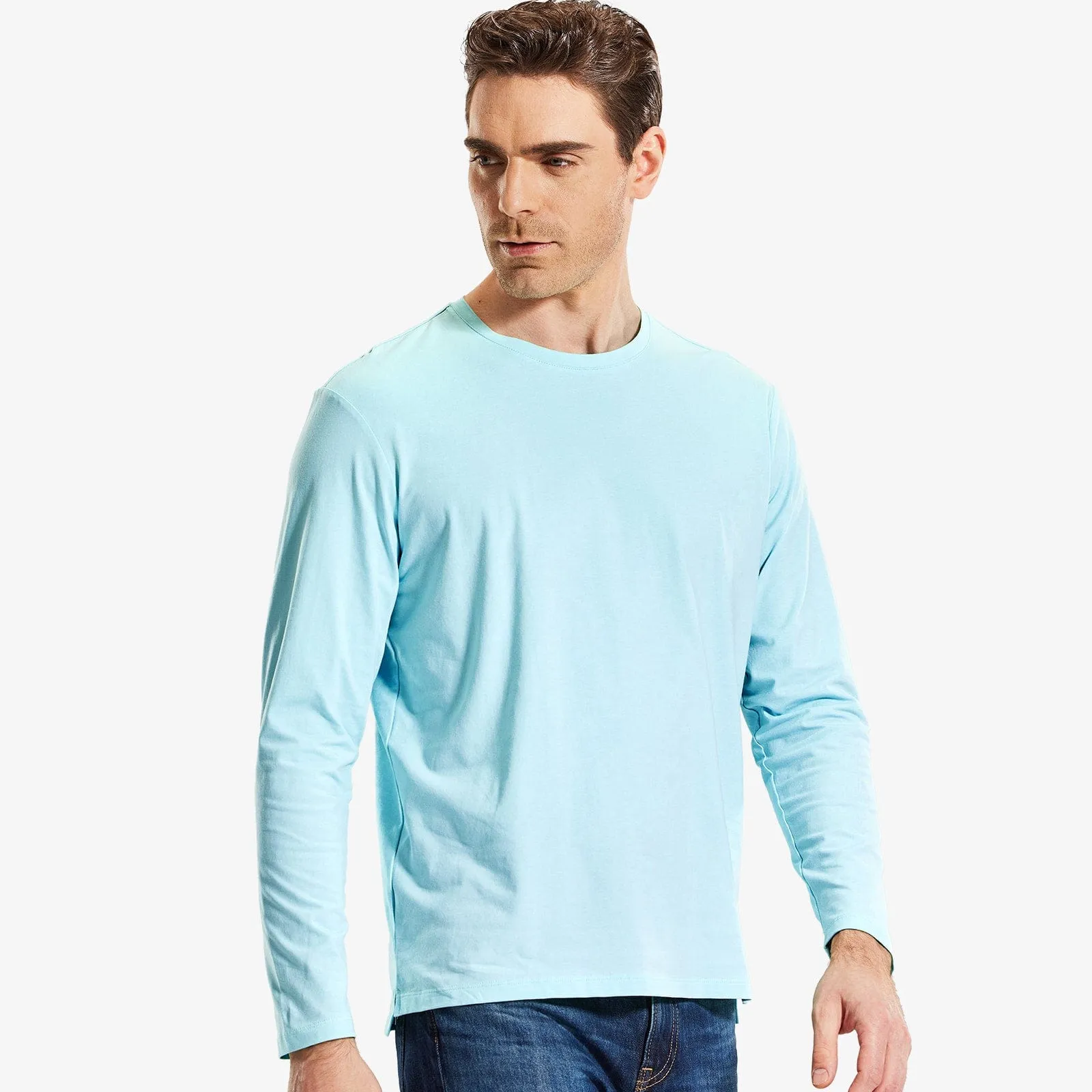 Men's Long Sleeve Shirts Cotton Tees Crew Neck T-Shirt