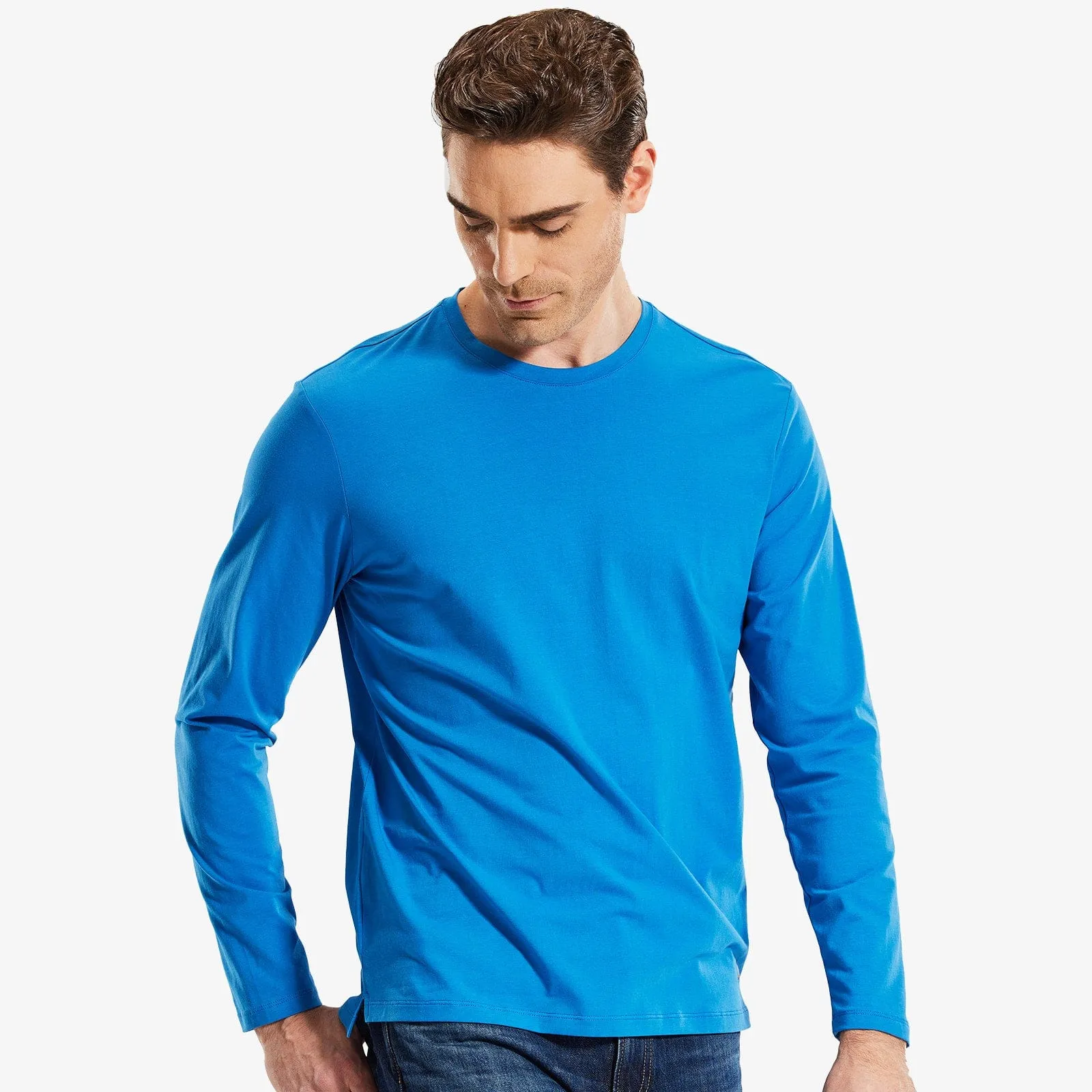 Men's Long Sleeve Shirts Cotton Tees Crew Neck T-Shirt