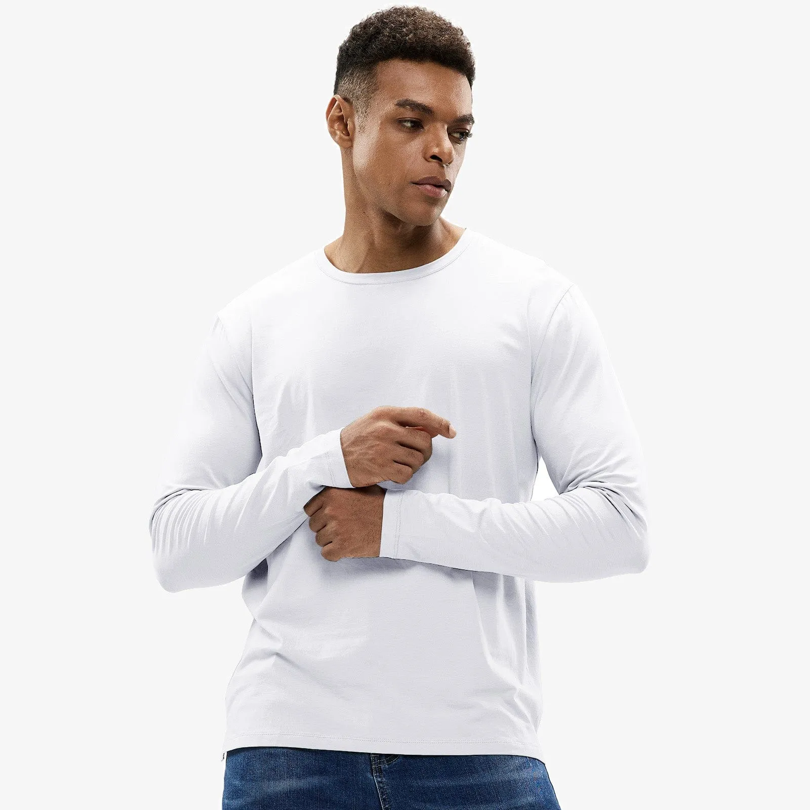 Men's Long Sleeve Shirts Cotton Tees Crew Neck T-Shirt