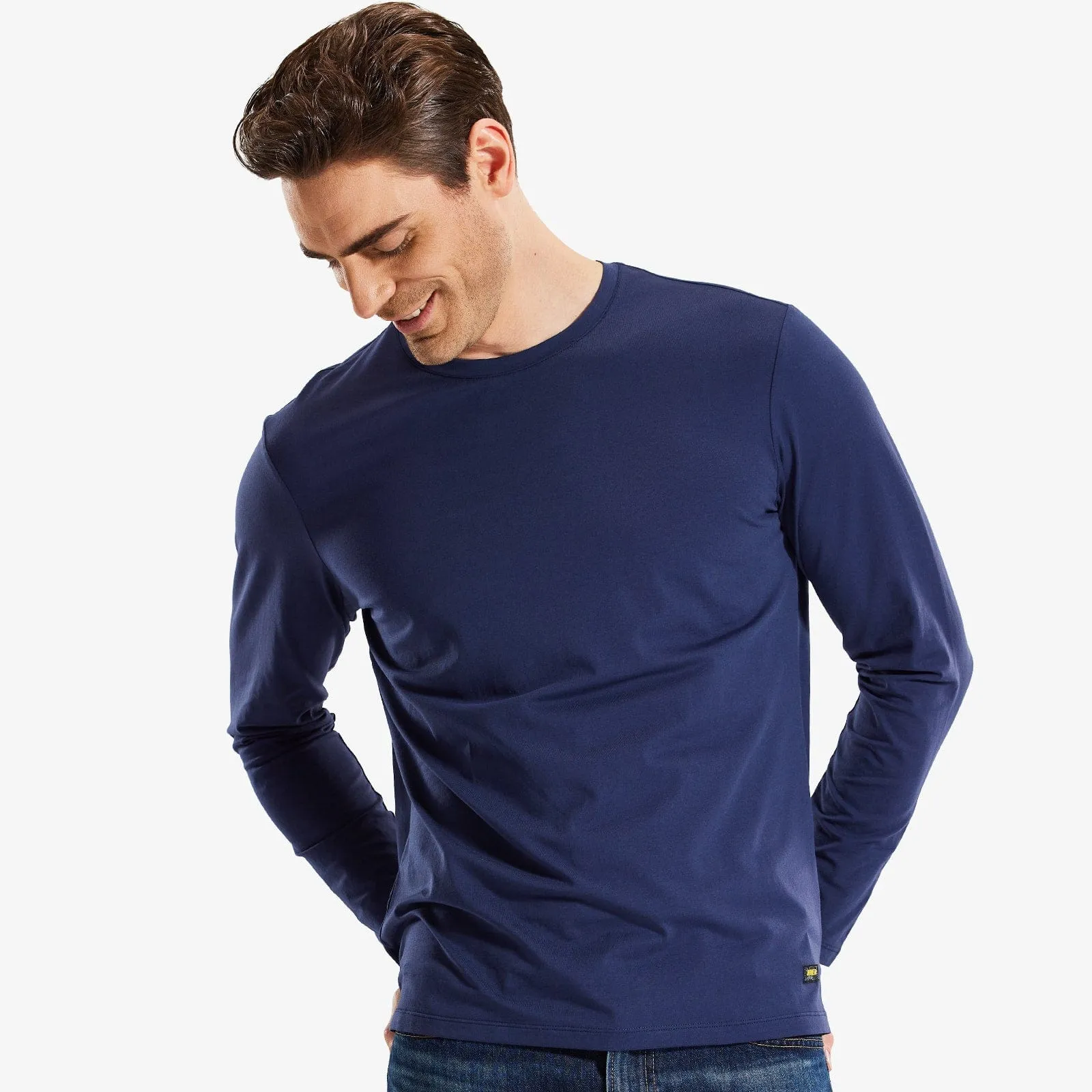Men's Long Sleeve Shirts Cotton Tees Crew Neck T-Shirt