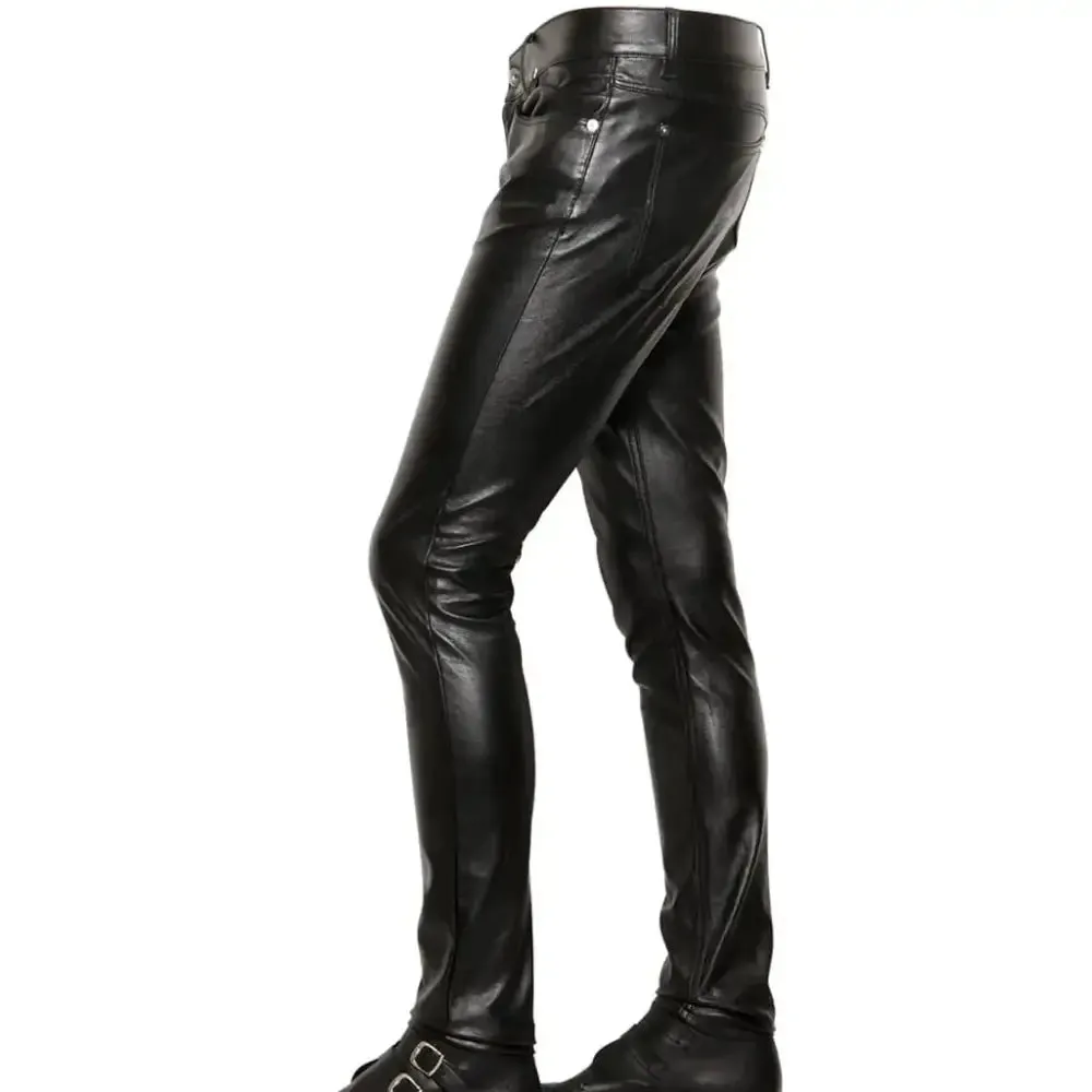 Men's Skinny Fit Leather Pants - Sleek & Stylish Bottoms