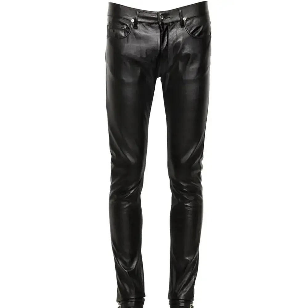 Men's Skinny Fit Leather Pants - Sleek & Stylish Bottoms