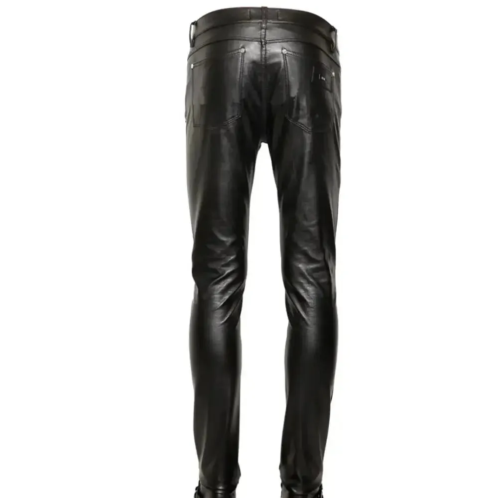 Men's Skinny Fit Leather Pants - Sleek & Stylish Bottoms