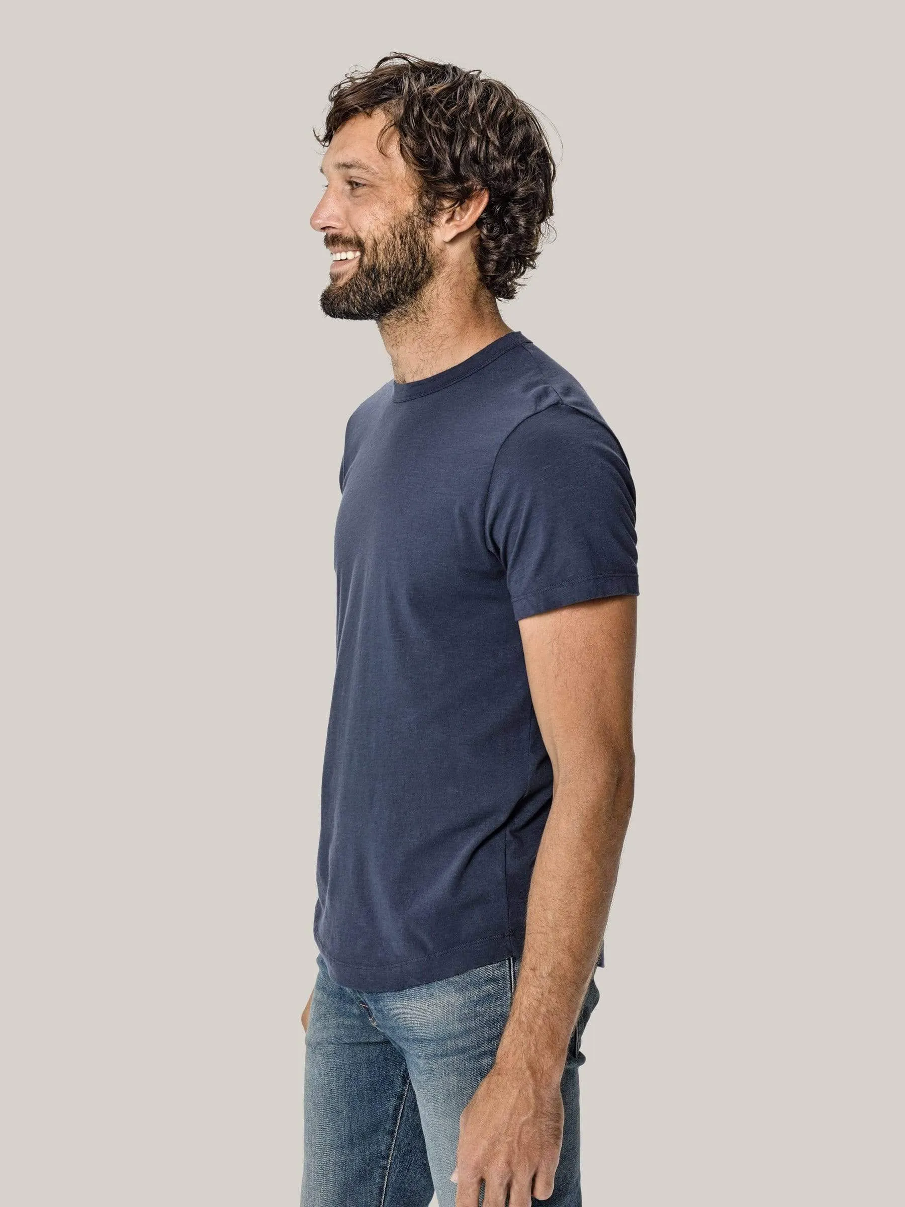 Midnight Slub Curved Hem Tee