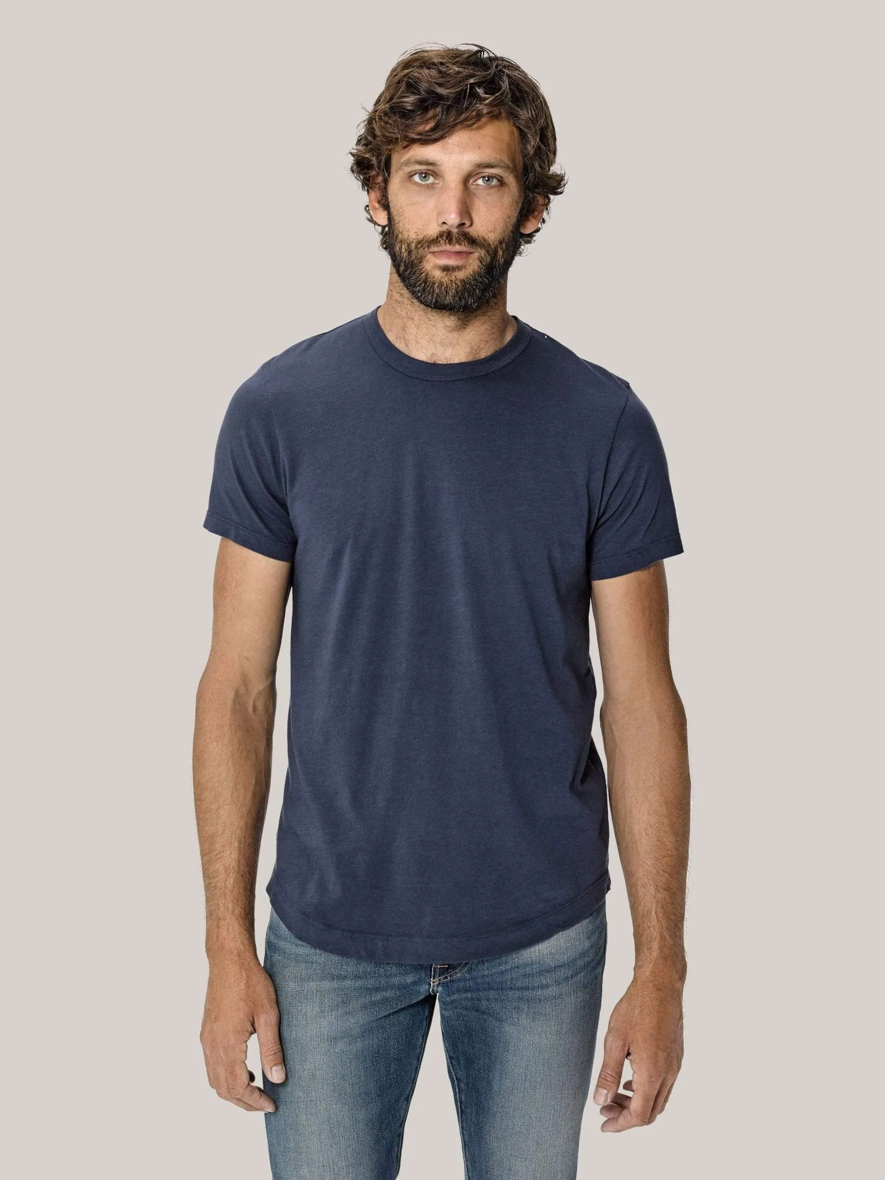 Midnight Slub Curved Hem Tee