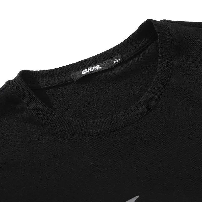 Minimalist Funny Cartoon Print Drop-Shoulder Sleeve T-Shirt