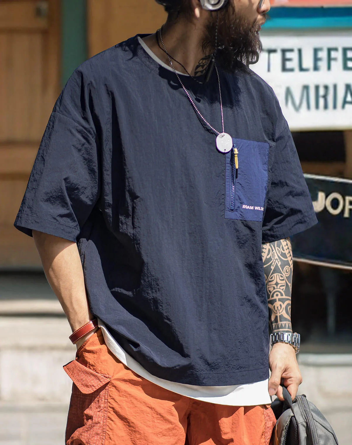 Mountain Outdoor Thin Pocket Half-Sleeved Breathable Men's T-Shirt