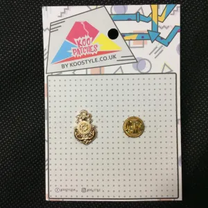 MP0181 - Gold Anchor Sail Boat Ship Metal Pin Badge