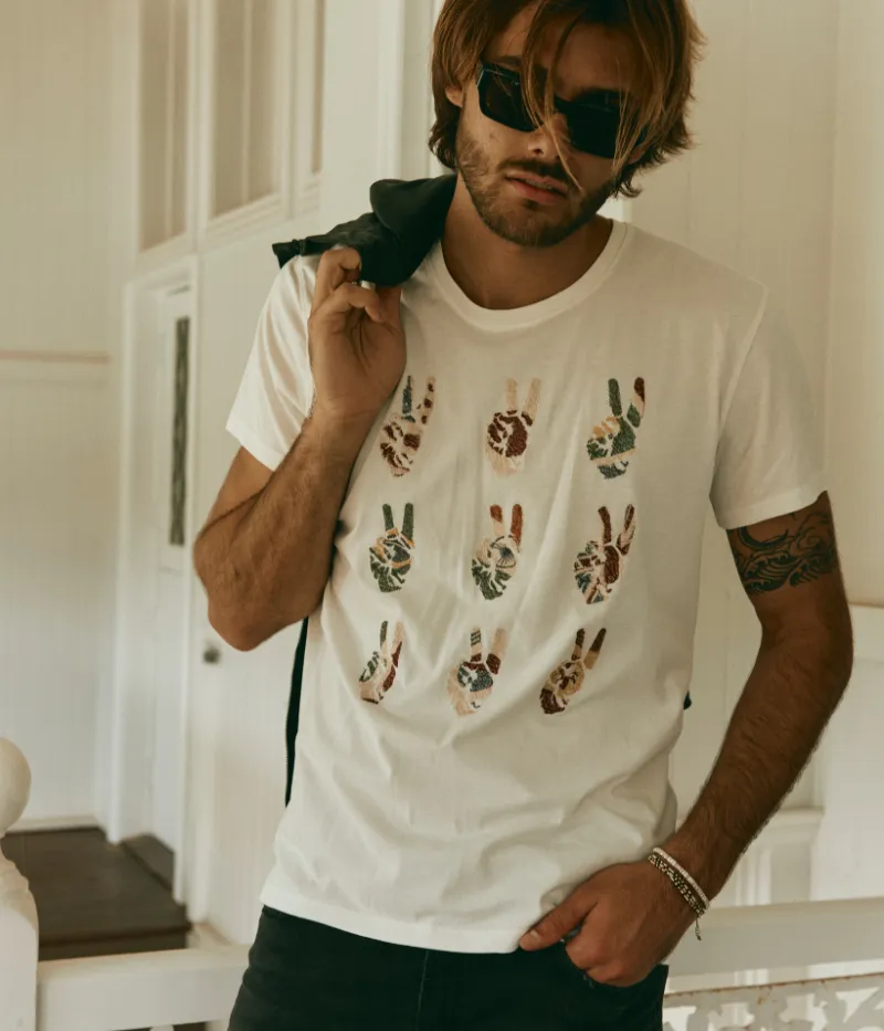 Multi Peace T-Shirt in Salt