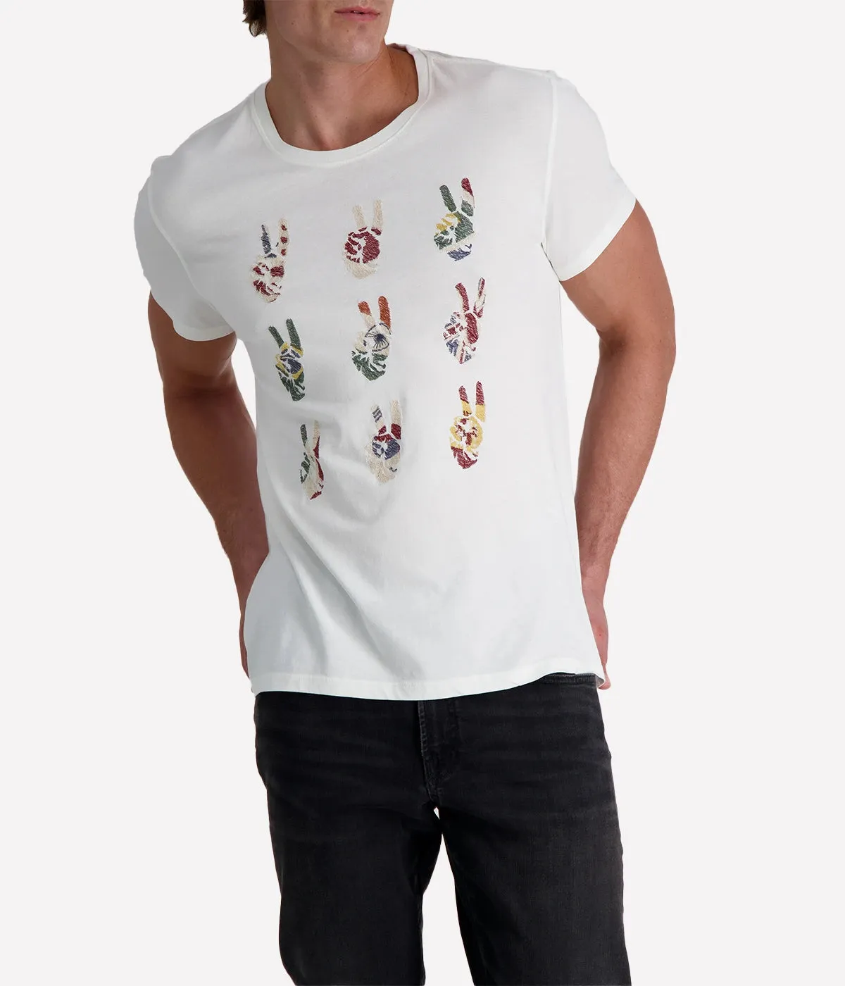 Multi Peace T-Shirt in Salt