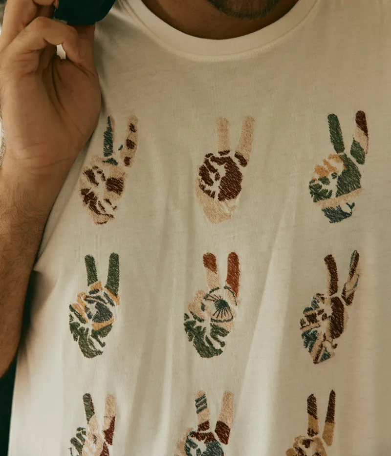 Multi Peace T-Shirt in Salt