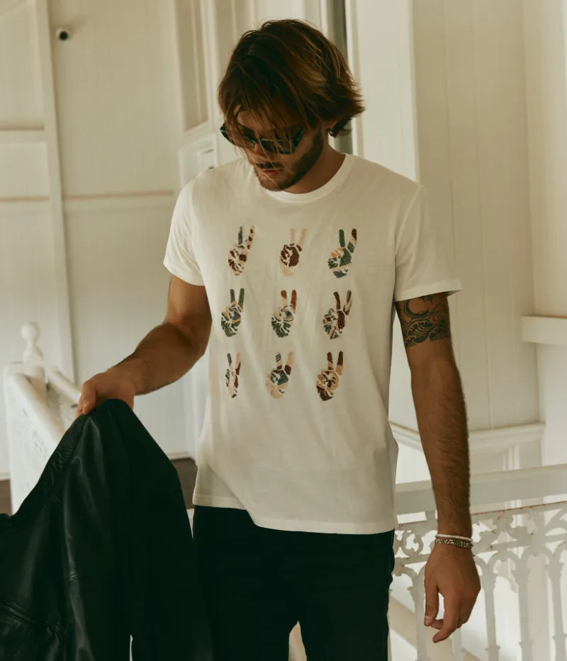 Multi Peace T-Shirt in Salt
