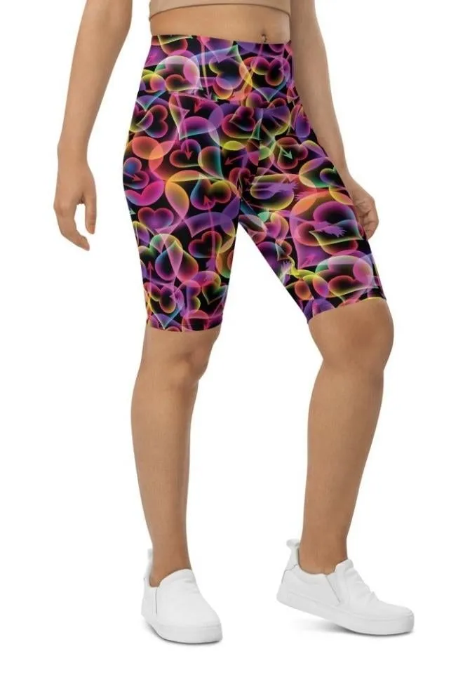 Neon Heart Biker Shorts