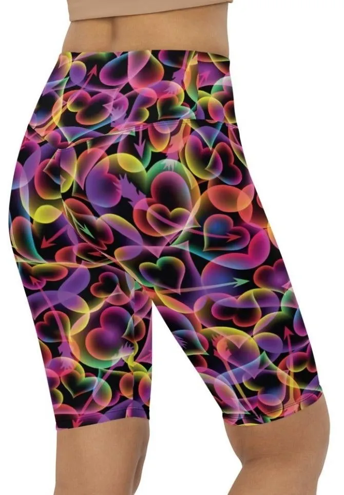 Neon Heart Biker Shorts