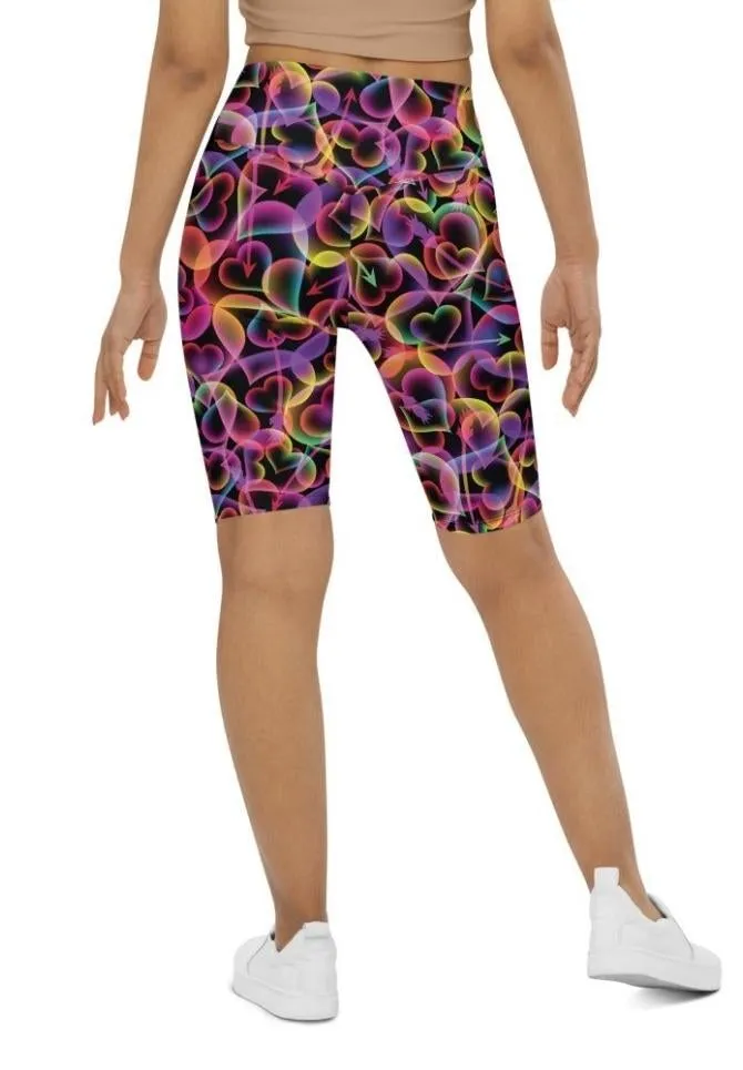 Neon Heart Biker Shorts
