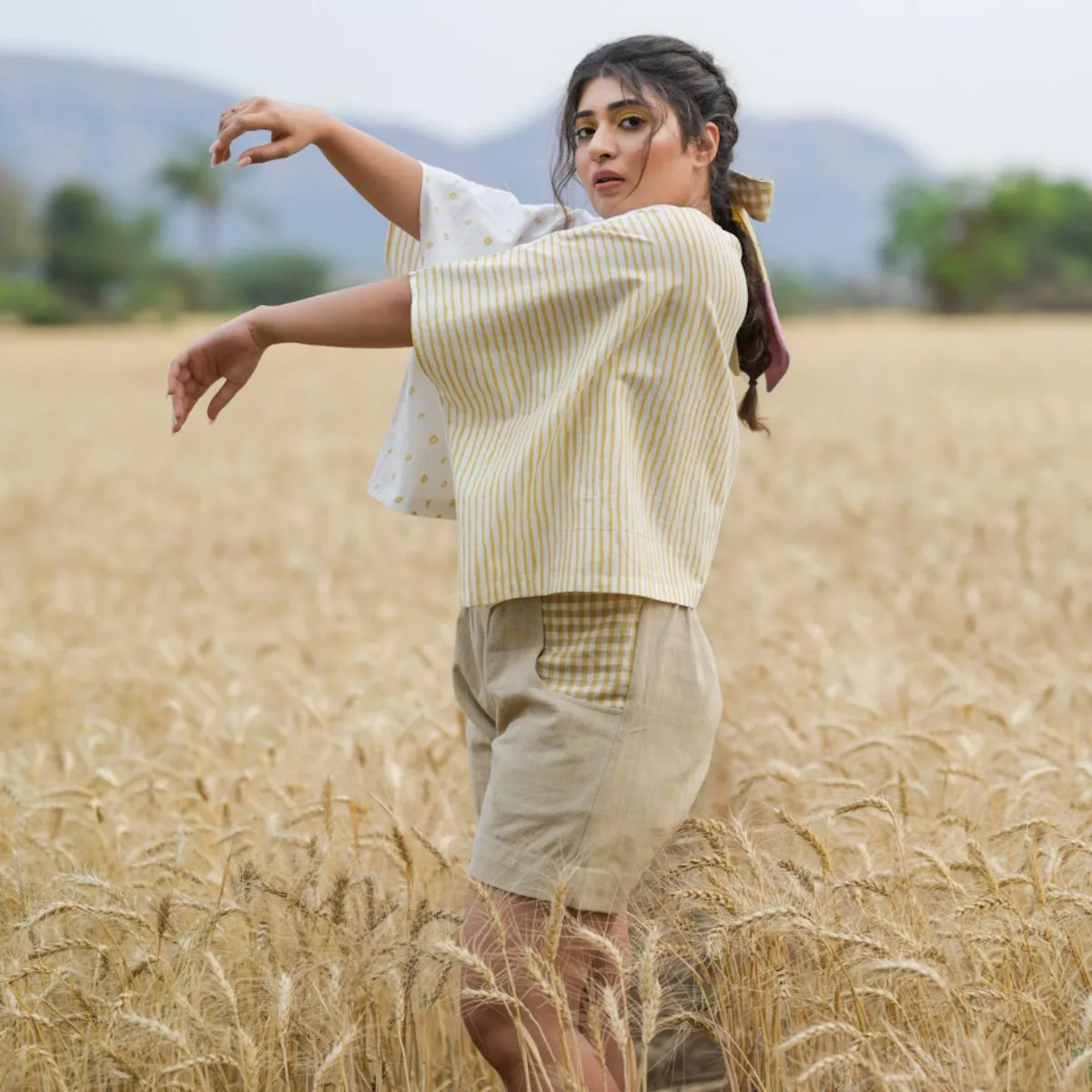 Organic Handloom Shorts- Fern