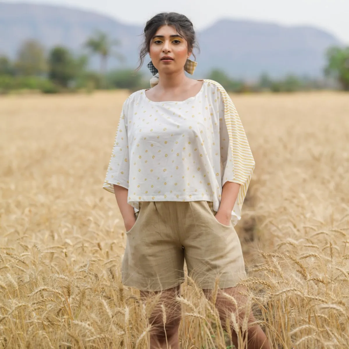 Organic Handloom Shorts- Fern