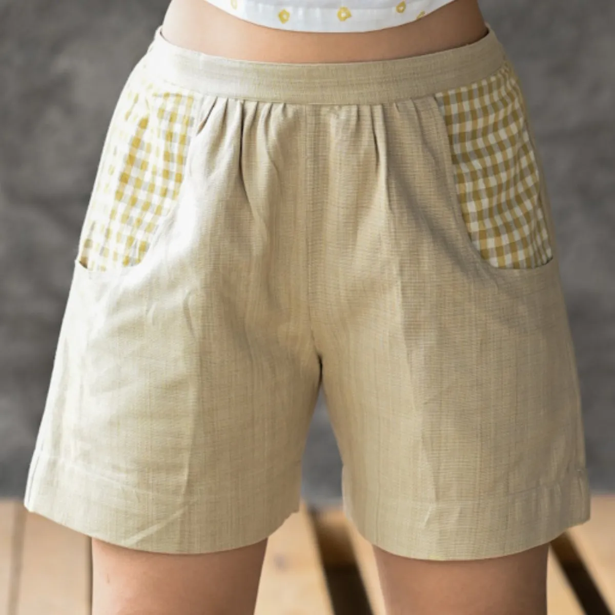 Organic Handloom Shorts- Fern