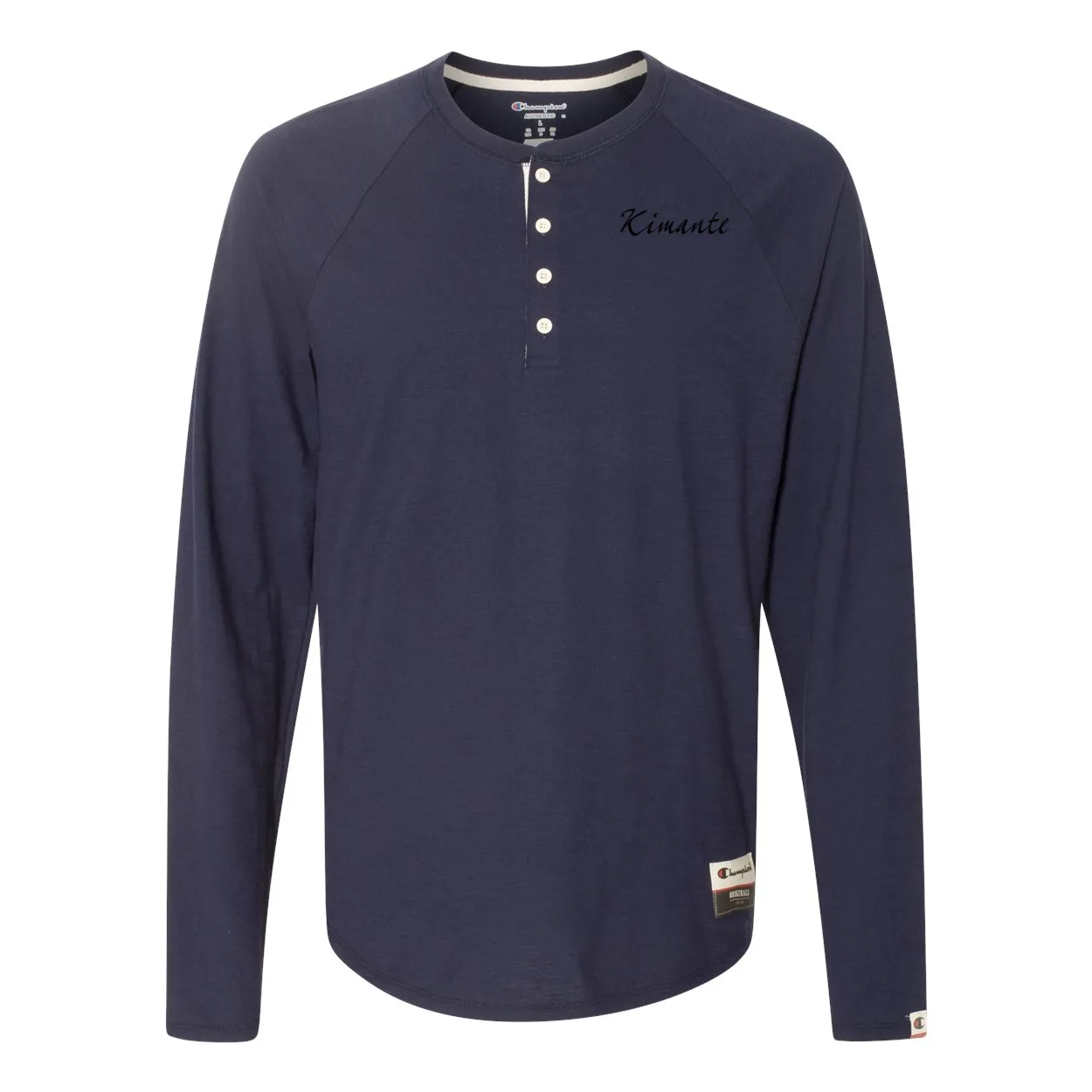 Original Kimante Black Logo Slub Henley Long Sleeve Shirt