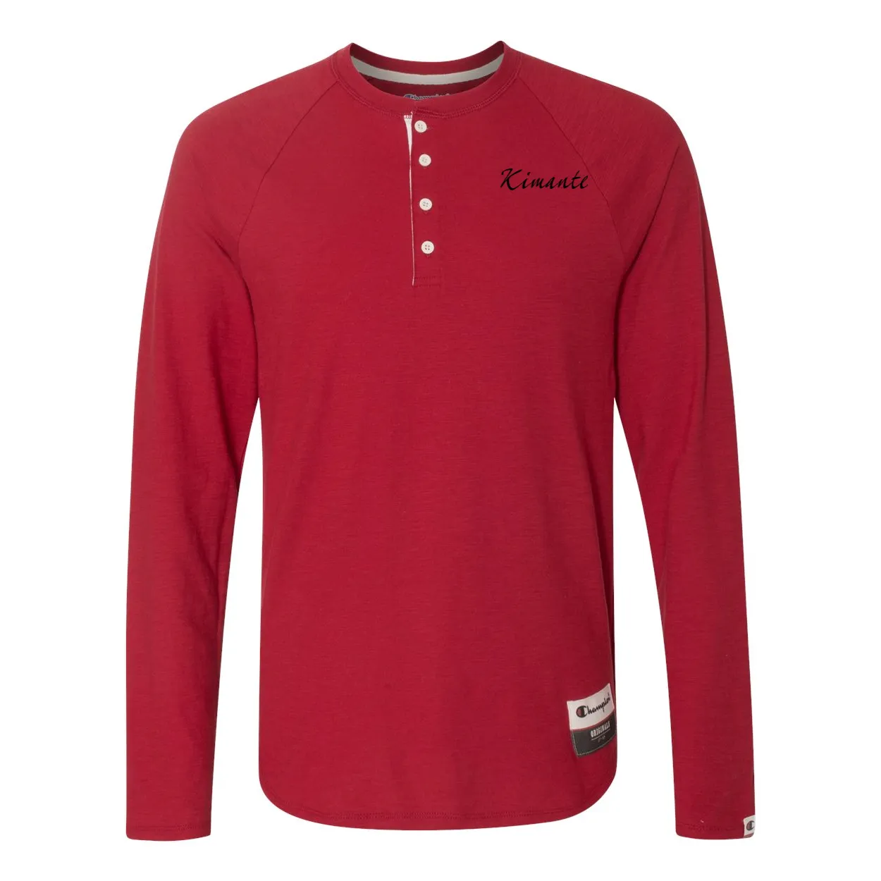 Original Kimante Black Logo Slub Henley Long Sleeve Shirt