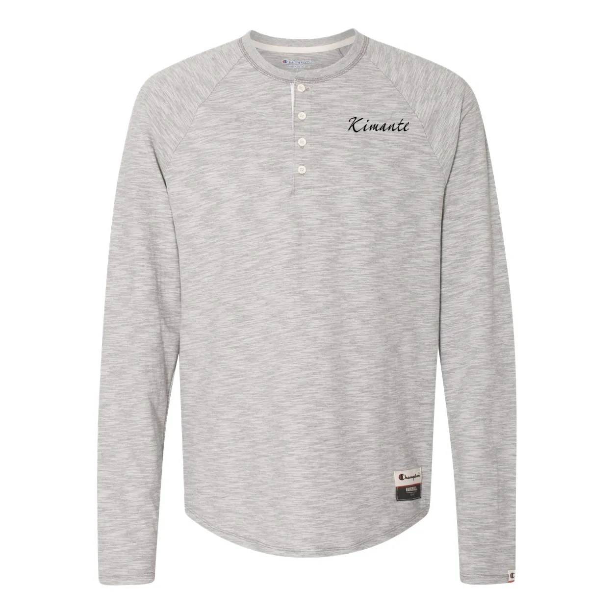 Original Kimante Black Logo Slub Henley Long Sleeve Shirt