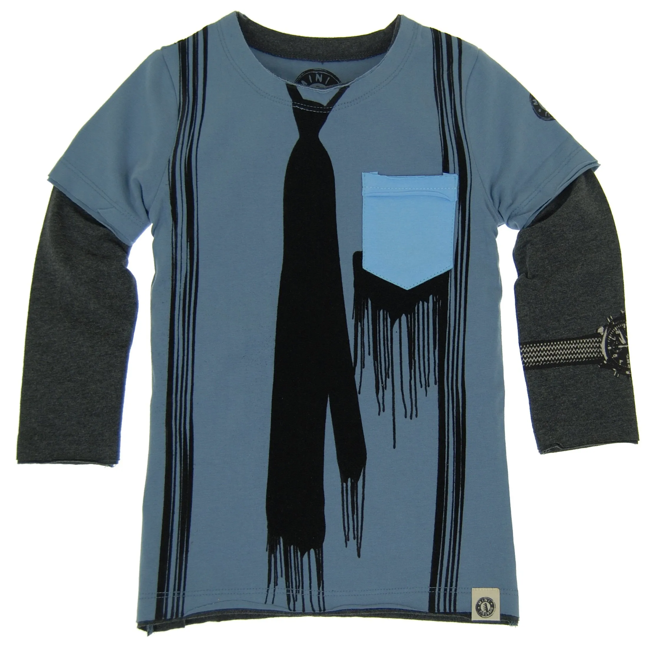 Paint Drip Tie & Suspenders Twofer Shirt by: Mini Shatsu