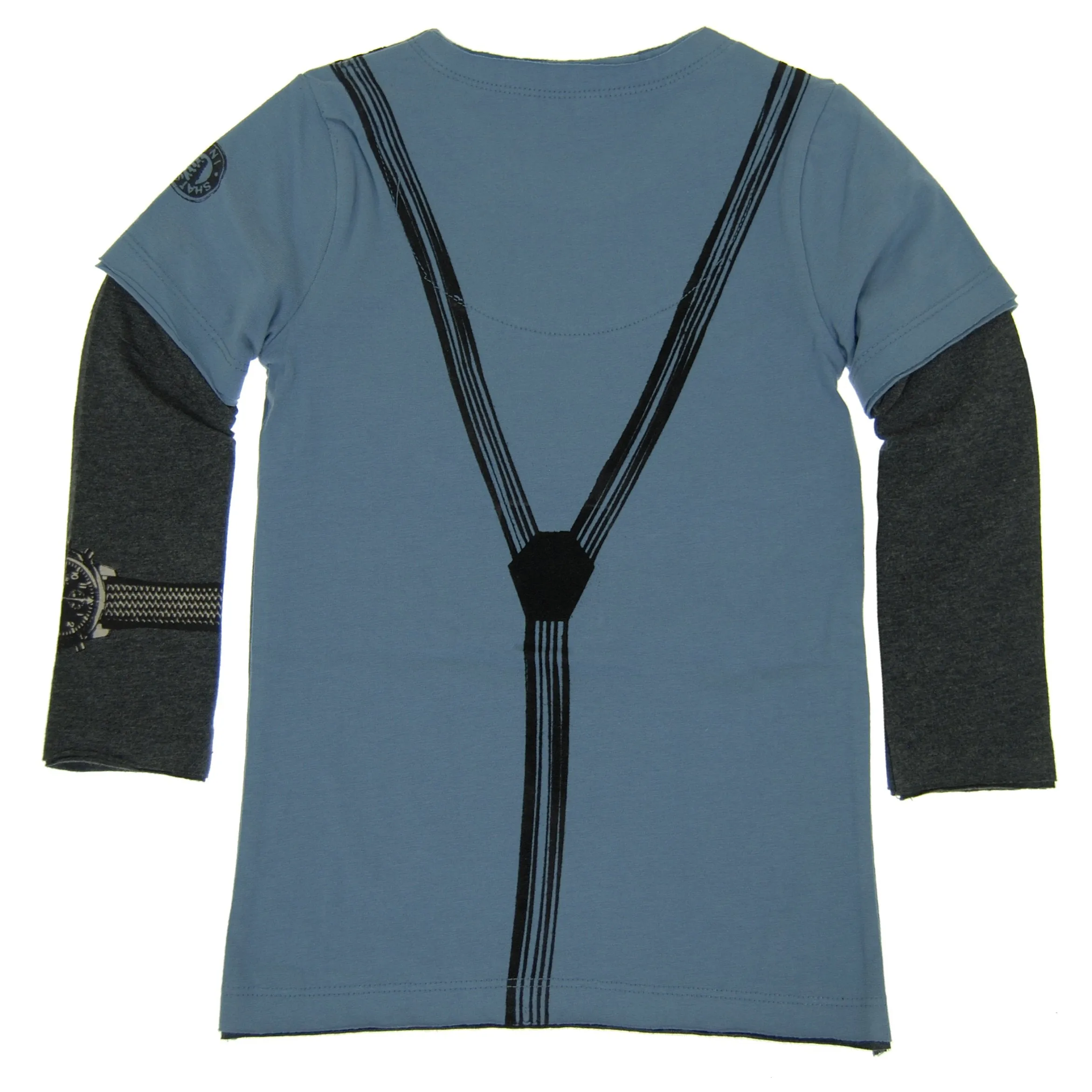 Paint Drip Tie & Suspenders Twofer Shirt by: Mini Shatsu