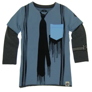 Paint Drip Tie & Suspenders Twofer Shirt by: Mini Shatsu