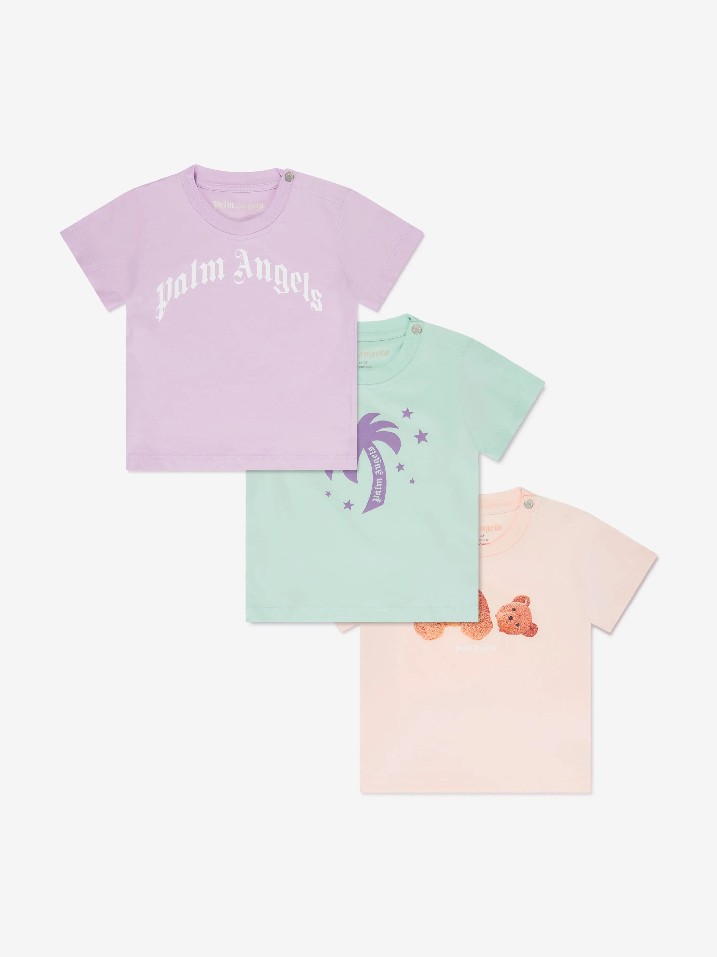 Palm Angels Baby Girls Tri-Pack T-Shirts Set in Multicolour