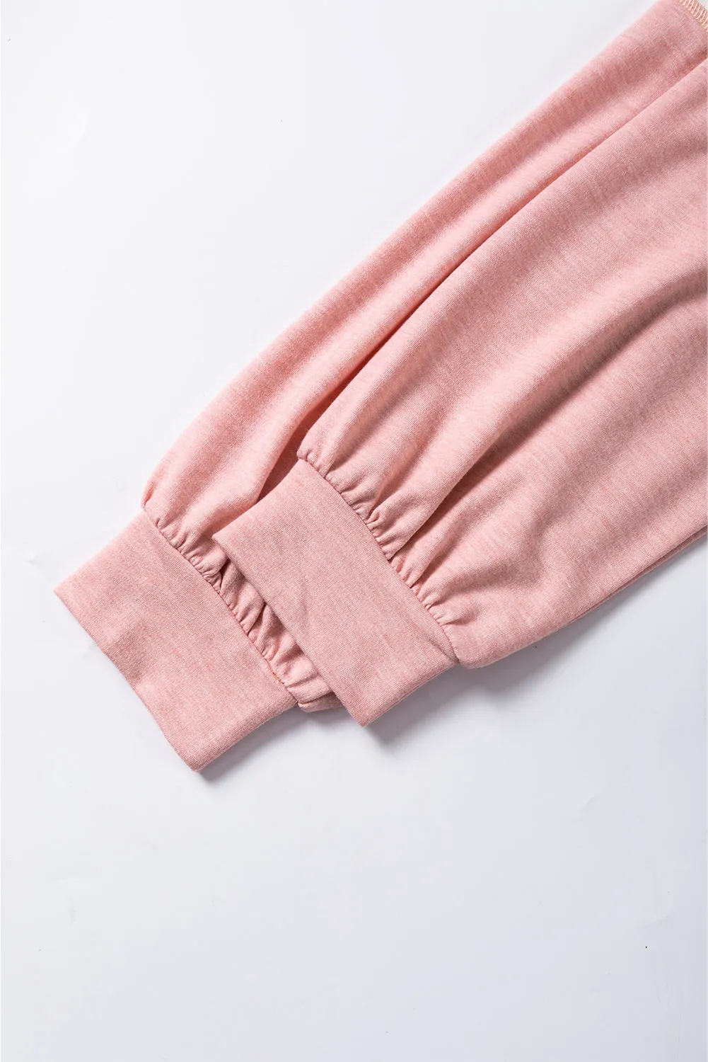 Peach Blossom Leopard Colorblock Patchwork Exposed Seam Top