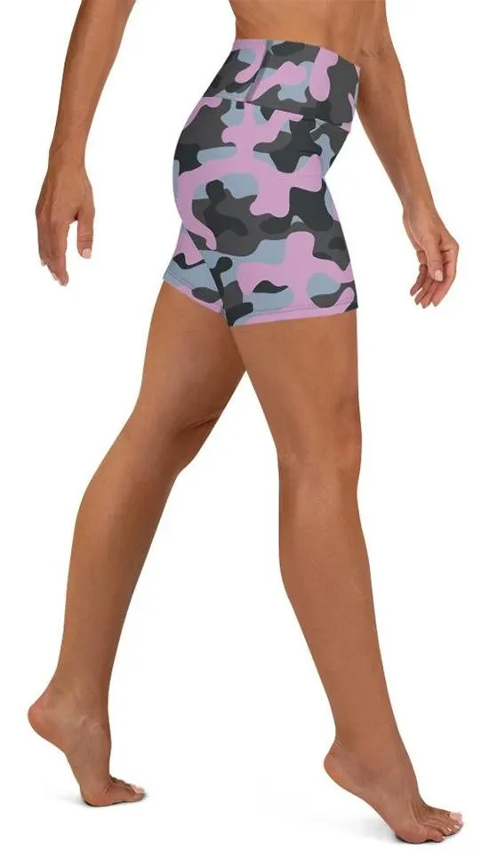 Pink Camo Yoga Shorts