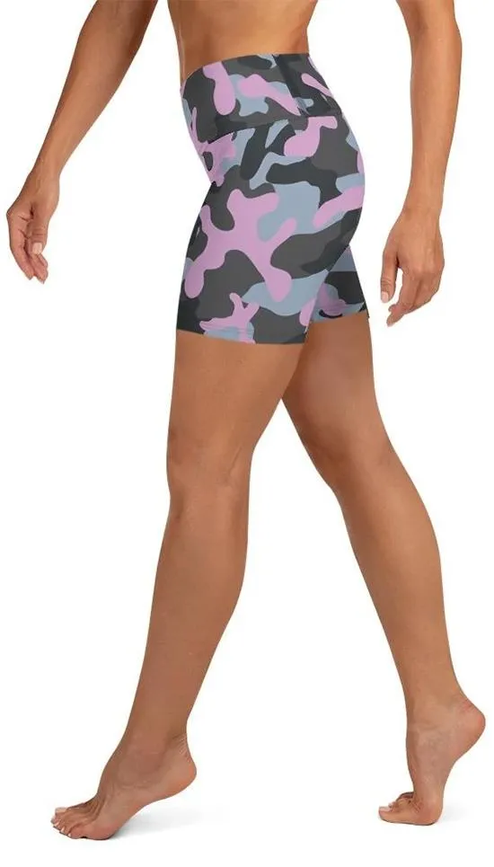 Pink Camo Yoga Shorts