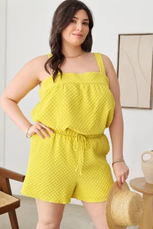 Plus Size Textured Top Elastic Waist Short Set