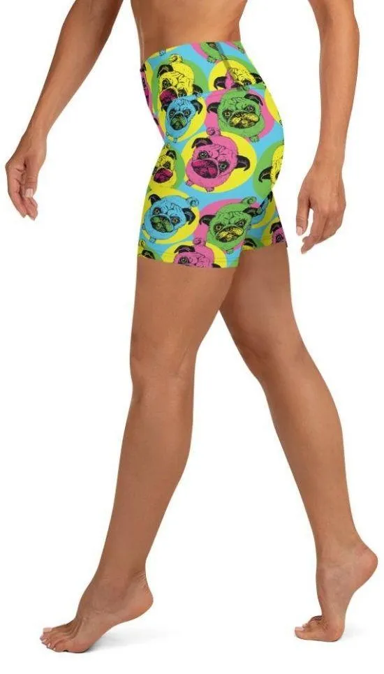 Pop Art Pug Yoga Shorts