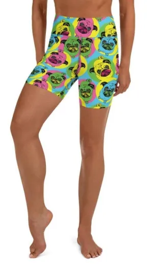 Pop Art Pug Yoga Shorts
